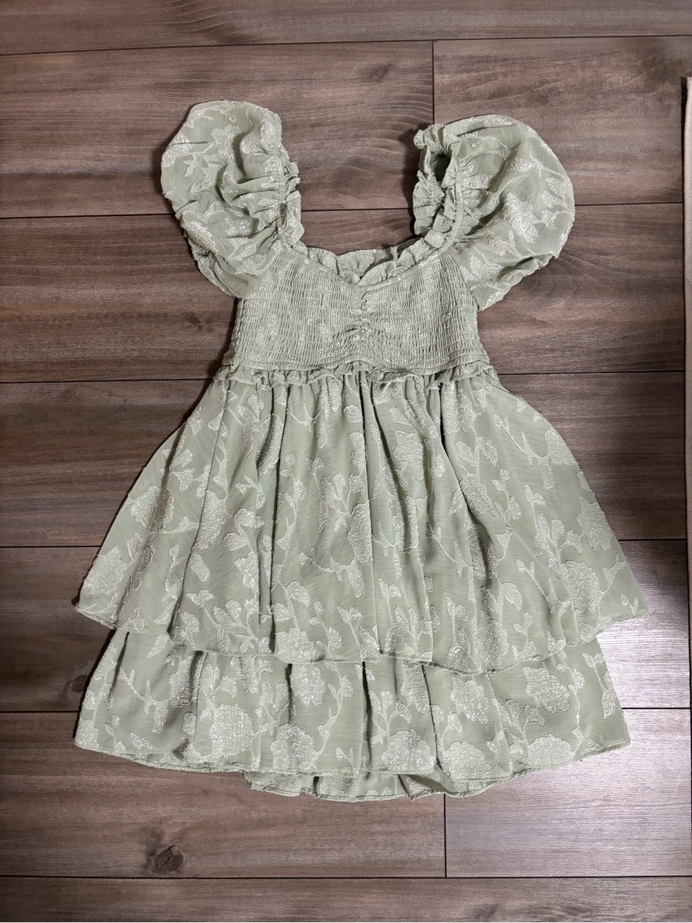 Altar’d State Sage Green Floral Tiered Dress
